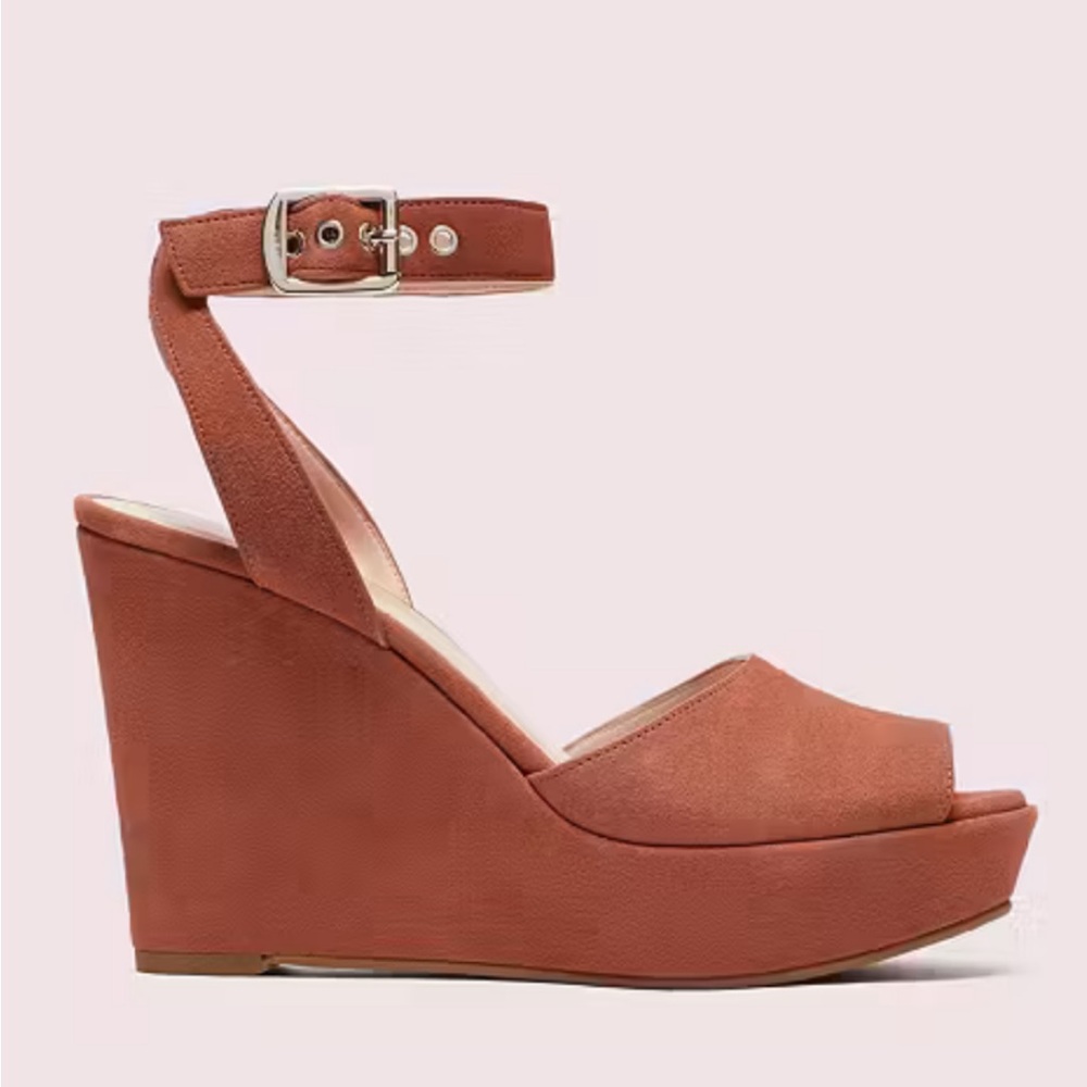 Kate Spade ♠️ Dark Tawny KeyLime Suede Wedges w/ Open Toe!!